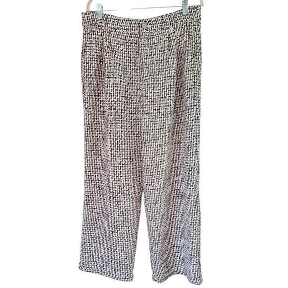 Commense Houndstooth Tweed High Rise Wide Leg Trouser Pants Women’s Size XL - Picture 4 of 11
